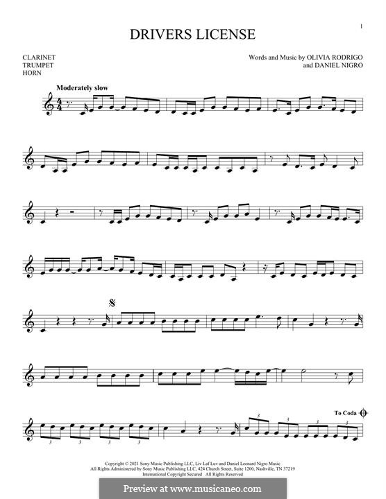 Drivers license (Olivia Rodrigo) by D. Nigro sheet music on MusicaNeo