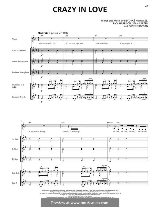 Crazy In Love (feat. Jay-Z) Sheet Music, Beyonce