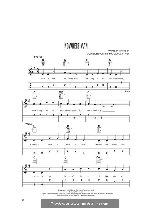 Nowhere Man (The Beatles): For ukulele by John Lennon, Paul McCartney