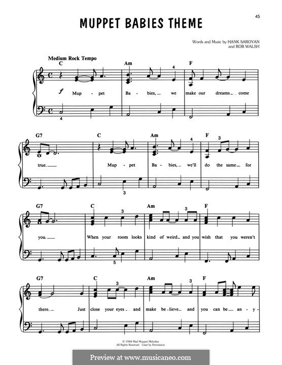 Muppet Babies Theme: For piano by Rob Walsh