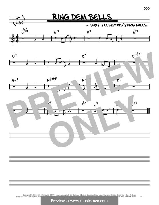 Ring Dem Bells (Duke Ellington): Melody line (reharmonized version) by Irving Mills