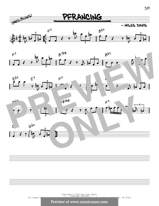 Pfrancing (No Blues): Melody line (reharmonized version) by Miles Davis