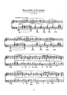 Six Character Pieces, Op.50: No.3 Barcarolle, for Piano by Anton Rubinstein