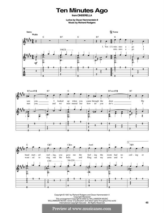 Ten Minutes Ago (from Cinderella): For guitar by Richard Rodgers