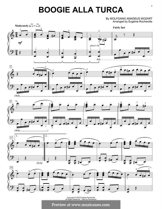 Rondo alla turca (Printable Scores) (Sonata for Piano No.11 in A Major, K.331) by W.A. Mozart on