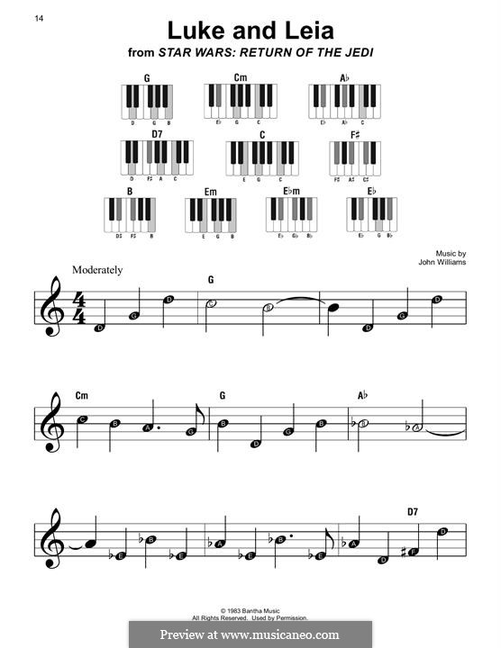 Luke and Leia (from Star Wars: Return of the Jedi): For easy piano by John Williams