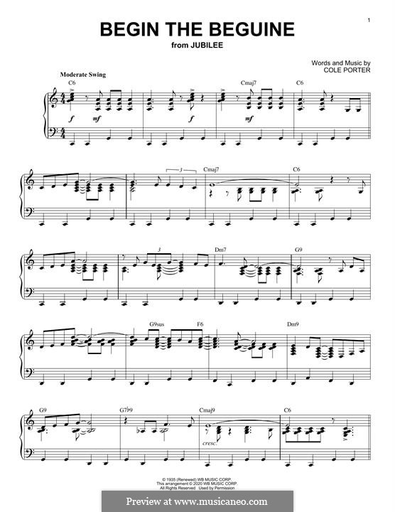 Begin the Beguine: For piano (jazz version) by Cole Porter