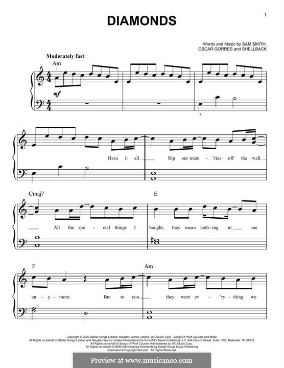 Diamonds (Sam Smith): For piano by Shellback