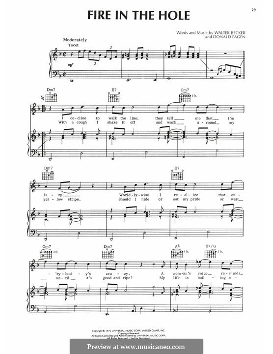 Fire In The Hole (Steely Dan) by D. Fagen sheet music on MusicaNeo