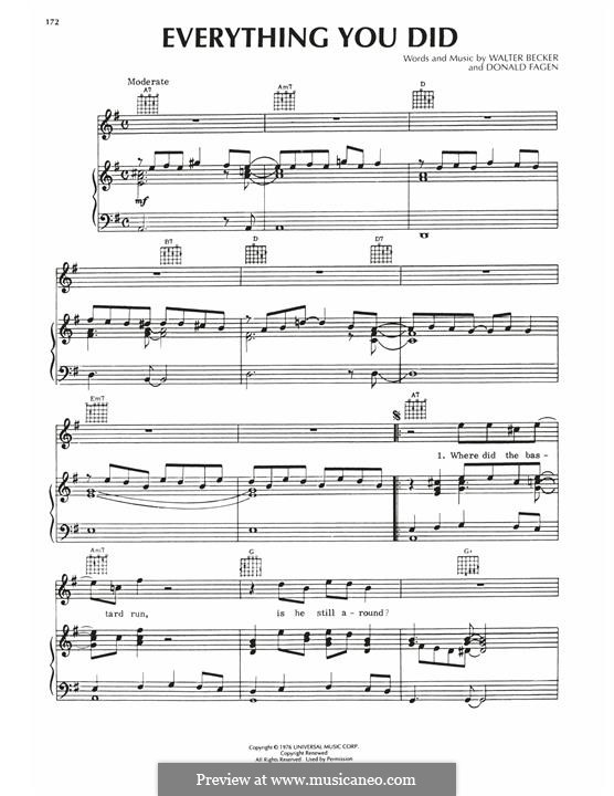 Everything You Did (Steely Dan) by D. Fagen - sheet music on MusicaNeo