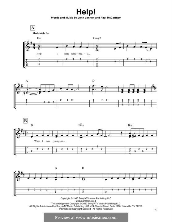 Help! (The Beatles): For ukulele by John Lennon, Paul McCartney