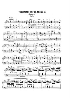 Variations on Theme from 'Samori' by Vogler, J.43 Op.6: For piano by Carl Maria von Weber