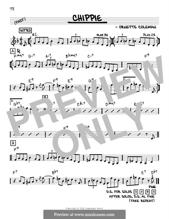 Chippie: Melody line (reharmonized version) by Ornette Coleman