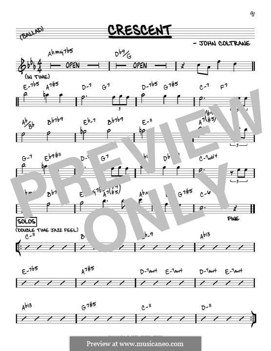 Crescent: Melody line (reharmonized version) by John Coltrane