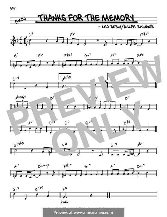 Thanks for the Memory: Melody line (reharmonized version) by Ralph Rainger