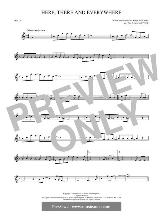 Here, There and Everywhere (The Beatles): For glockenspiel by John Lennon, Paul McCartney