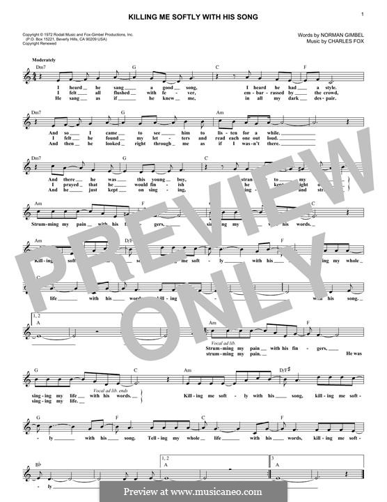 Killing Me Softly with His Song: For keyboard by Charles Fox