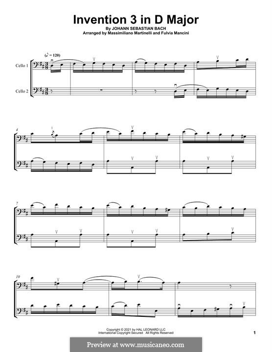 No.3 in D Major, BWV 774: For two cellos (Mr & Mrs Cello) by Johann Sebastian Bach