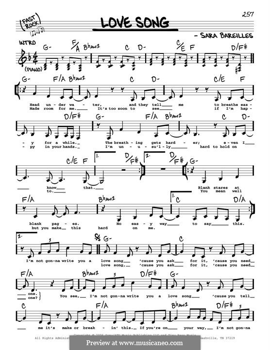 Love Song: Melody line by Sara Bareilles