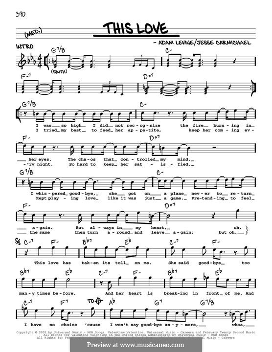 This Love (Maroon 5): Melody line by Adam Levine, Jesse Carmichael