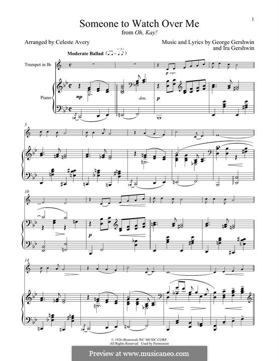 Someone To Watch Over Me (from Oh, Kay!): For trumpet and piano by George Gershwin