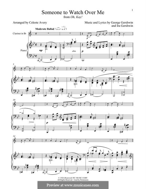 Someone To Watch Over Me (from Oh, Kay!): For clarinet and piano by George Gershwin