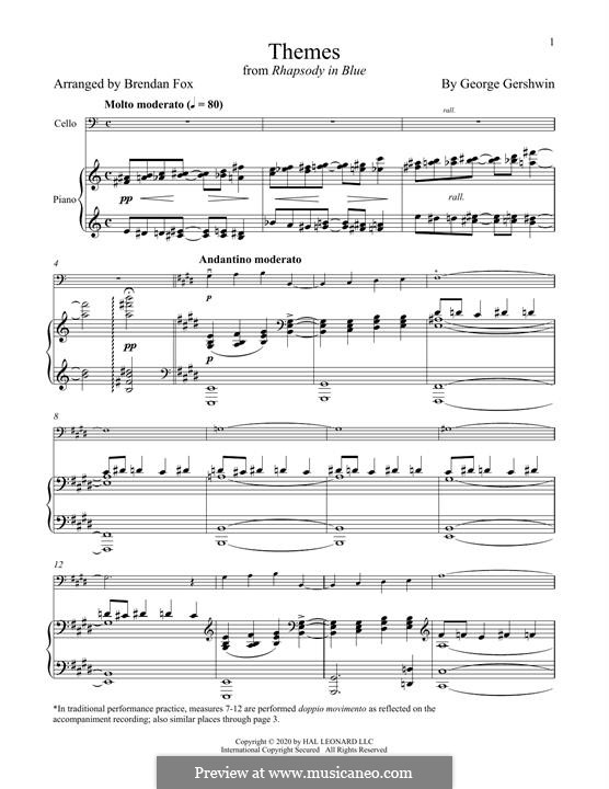 Instrumental version: For cello and piano by George Gershwin