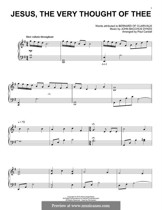 Jesus! The Very Thought of Thee: For piano by John Bacchus Dykes
