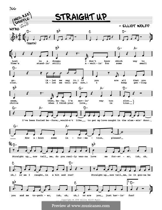 Straight Up (Paula Abdul): Melody line by Elliot Wolff