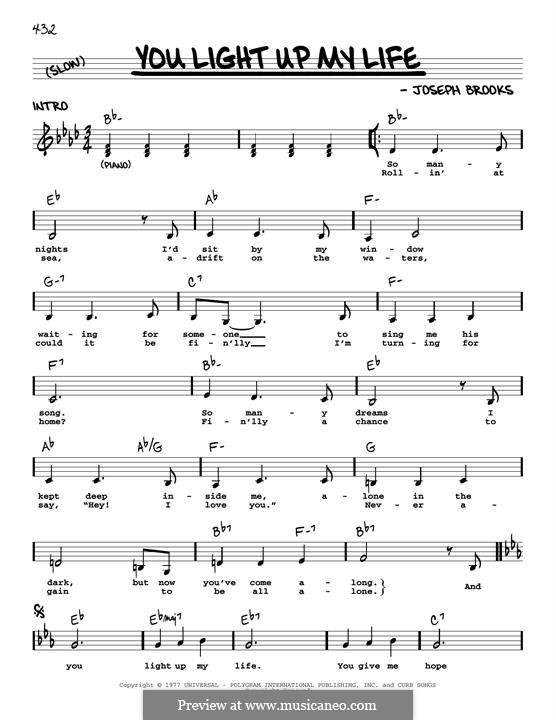 You Light Up My Life: Melody line by Joseph Brooks