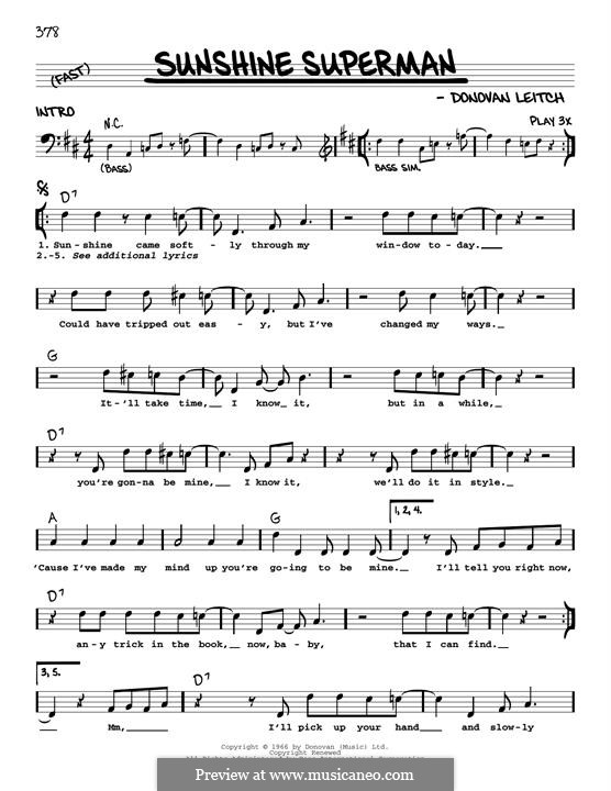 Sunshine Superman: Melody line by Donovan Leitch
