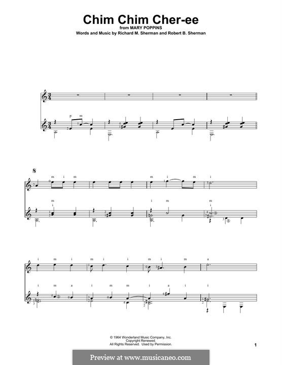 Chim Chim Cher-ee (from Mary Poppins): For guitar by Richard M. Sherman, Robert B. Sherman