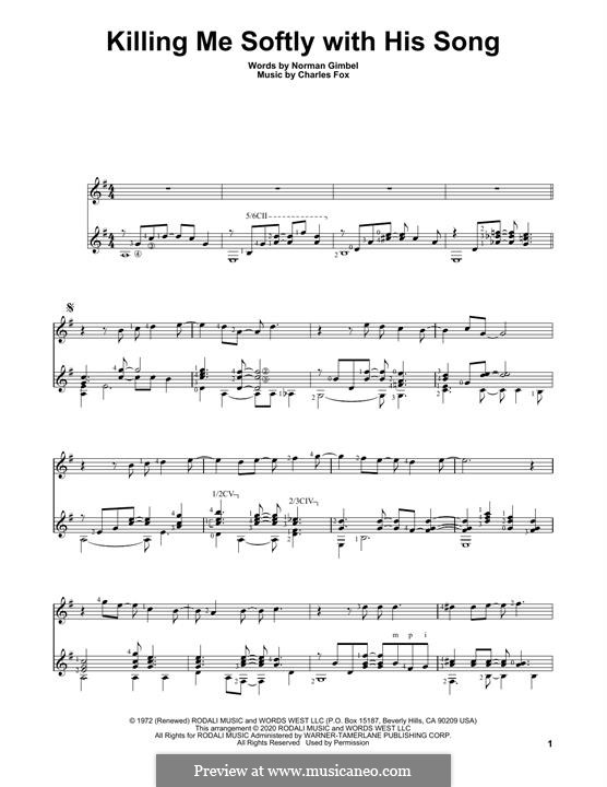 Killing Me Softly with His Song: For guitar by Charles Fox