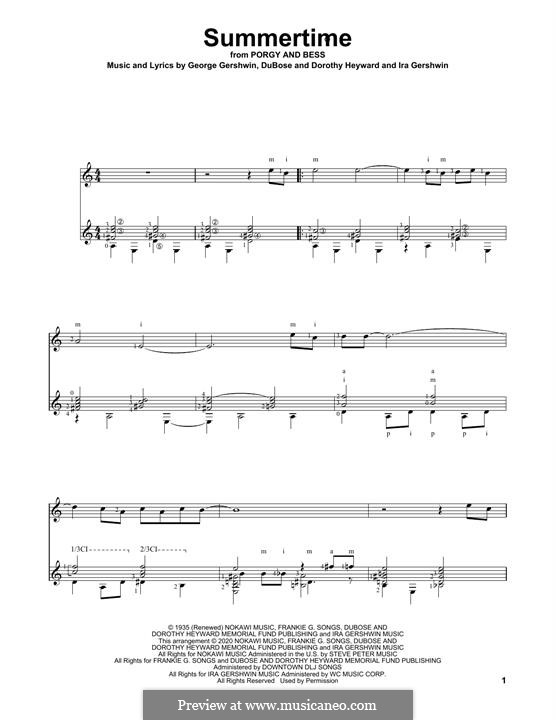 Summertime: For guitar with tab by George Gershwin