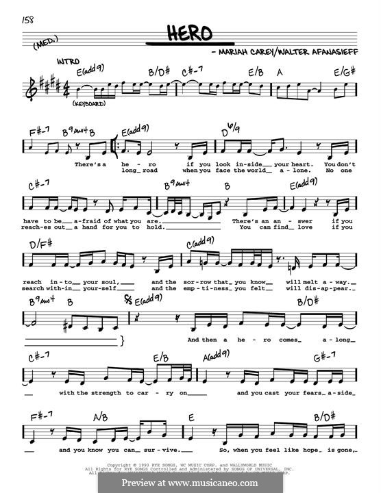 Hero: Melody line by Mariah Carey, Walter Afanasieff
