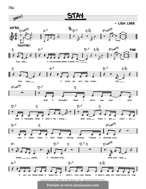 Stay: Melody line by Lisa Loeb