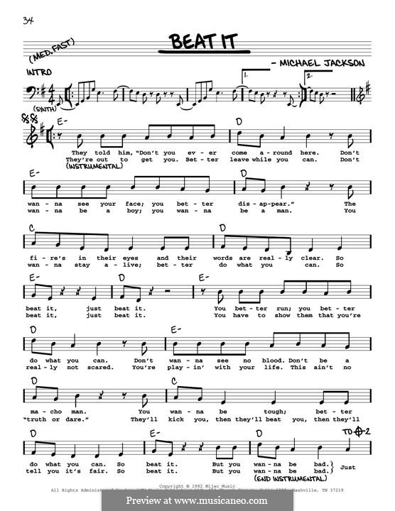 Beat It: Melody line by Michael Jackson