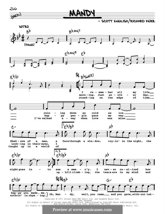Mandy: Melody line by Richard Kerr, Scott English