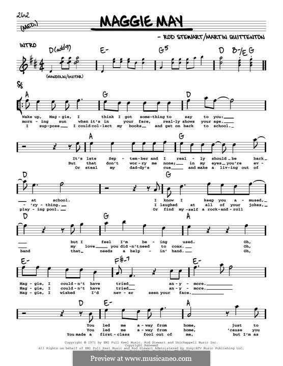 Maggie May: Melody line by Martin Quittenton, Rod Stewart