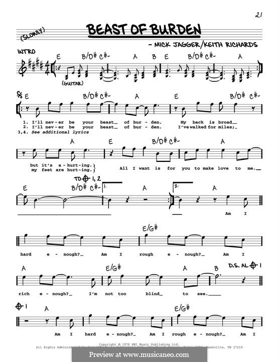 Beast of Burden (The Rolling Stones): Melody line by Keith Richards, Mick Jagger