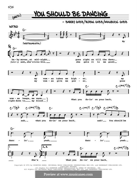 You Should Be Dancing (The Bee Gees): Melody line by Barry Gibb, Maurice Gibb, Robin Gibb