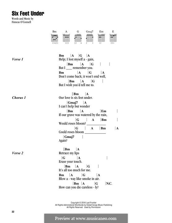 Six Feet Under (Billie Eilish): For lyrics and guitar chords by Finneas O'Connell