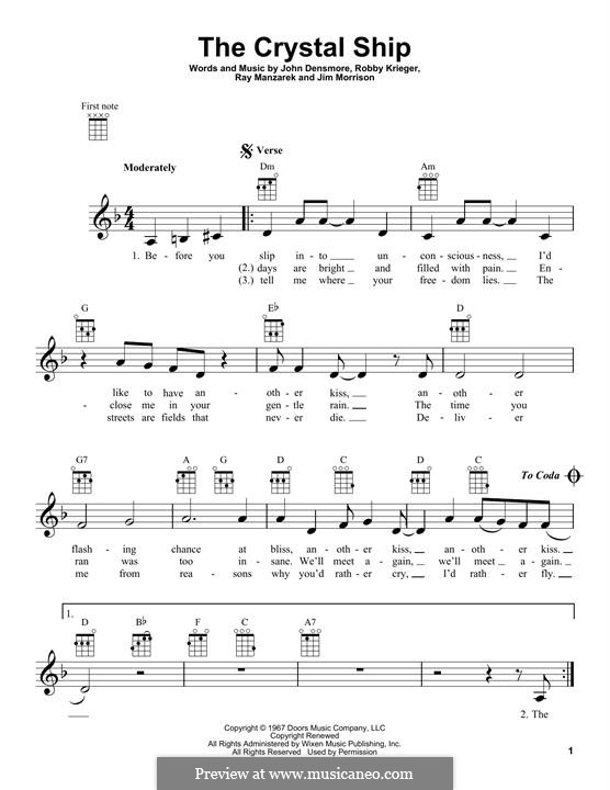 The Crystal Ship By The Doors Sheet Music On MusicaNeo The crystal ship by the doors sheet music on musicaneo