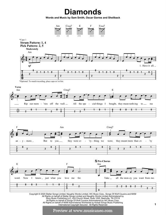 Diamonds (Sam Smith): For guitar with tab by Shellback