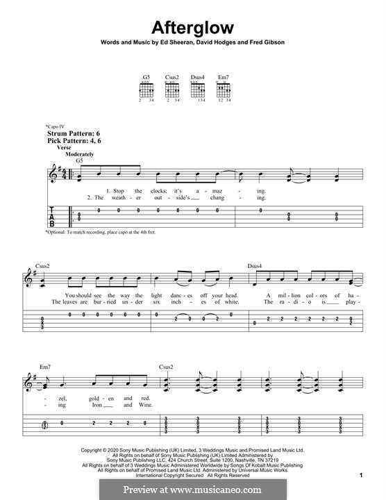 Afterglow: For guitar with tab by Ed Sheeran