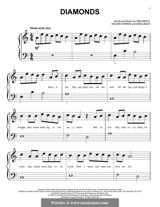 Diamonds (Sam Smith): For piano by Shellback