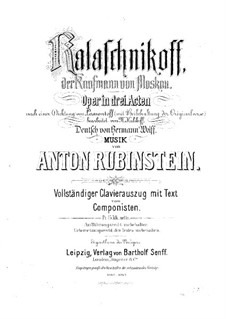 The Merchant Kalashnikov: Piano-vocal score by Anton Rubinstein