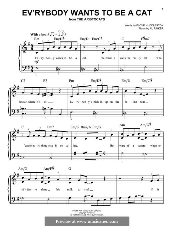 Ev'rybody Wants To Be a Cat (from Walt Disney's the Aristocats): For piano by Al Rinker