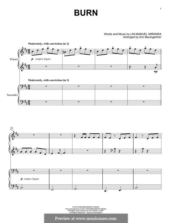 Burn (from Hamilton): For piano by Lin-Manuel Miranda