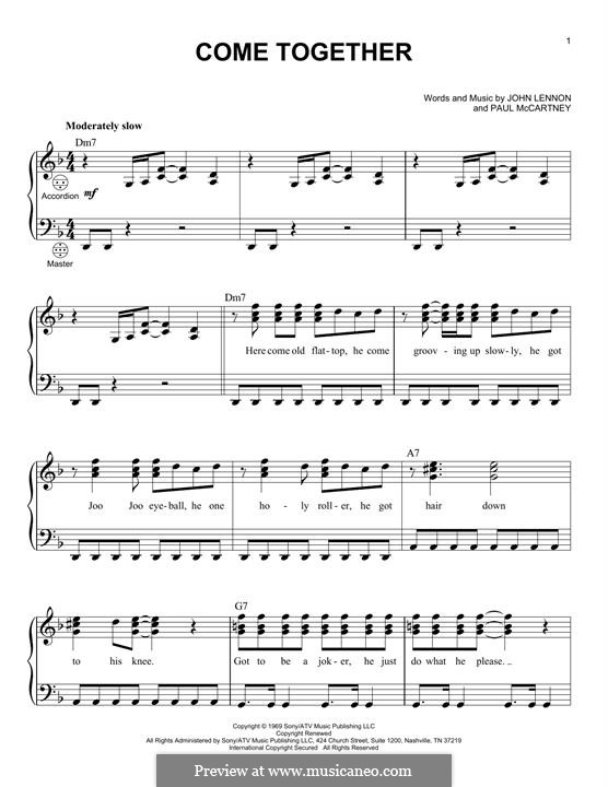 Come Together (The Beatles) instrumental version: For accordion by John Lennon, Paul McCartney